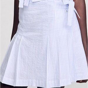 Sandro Noora Pleated Stripped Blue Skirt